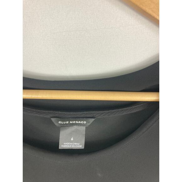 Club Monaco Black Leather Waist Short Sleeve Dress Size 6 - Picture 3 of 5